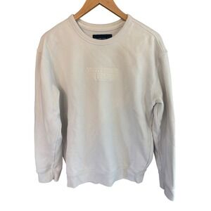 Abercrombie & Fitch Womens Crewneck Sweatshirt Embossed Logo Cream White Small